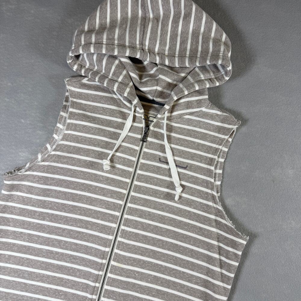 Womens Kimes Ranch striped sleeveless knit hoodie - tan white zip up casual sz M